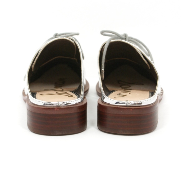 NEW Sam Edelman Lowell Oxford Mules Chrome Silver - Picture 3 of 6